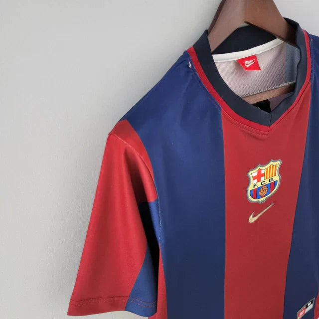 Camisa Retrô Barcelona Home Nike 1998/99 Masculino - Azul e Grená