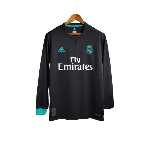 Camisa Retrô Real Madrid Manga Longa II  2017/18 Adidas Retrô Preto